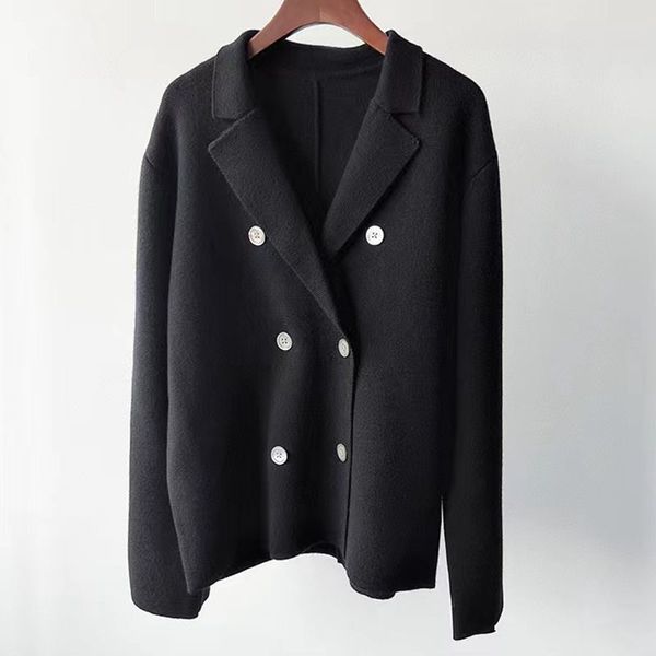 

women wool collared double breasted coat toteme, Black;gray