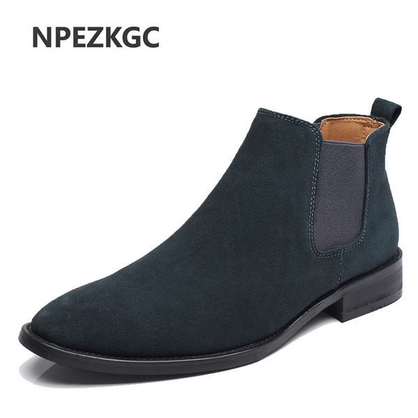 

boots chelsea men shoes suede leather men's ankle british style autumn for male pointed toe zapatos hombre 230818, Black