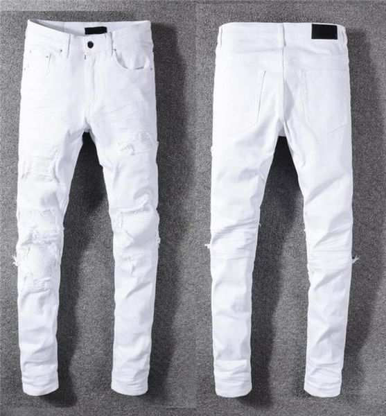 

luxurys designer mens jeans famous dasual design slimleg white embroidery snake motorcycle summer trousers pencil pantssize 29405162761, Blue