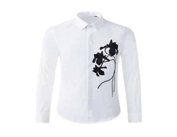 

2020 new arrival 100 cotton fashion style embroidery men long sleeve casual shirts size  l xl 2xl 3xl30830014406775, White;black