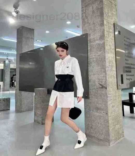 

casual dresses designer home p 22 early autumn new functional style classic triangle color contrast splice shirt dress k6e36324328, Black;gray
