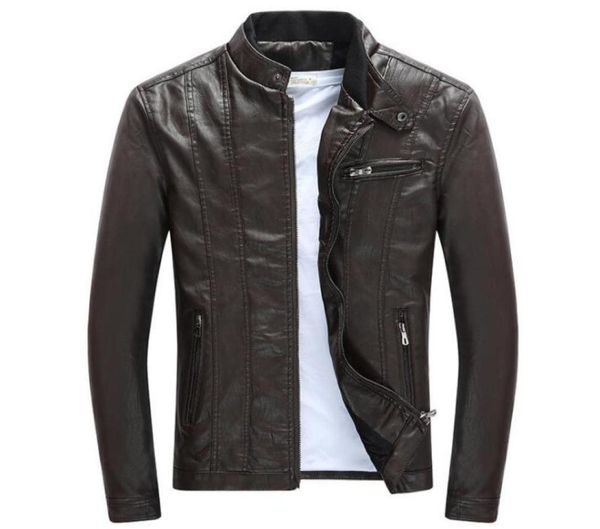 

spring autumn mens pu leather jackets stand collar coats male motorcycle slim outerwear mens clothing4106482, Black;brown