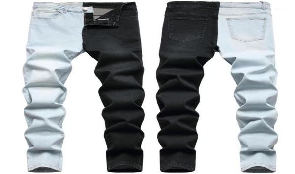 

men039s jeans 2022 fashion stitching twotone elastic01238952884, Blue
