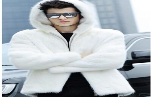 

men autumn winter korean fashion new style of european and american boutique personality handsome trend hat white fur coat s4xl1340973, Black