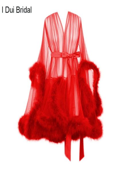

short feather robe with marabou edgings dressing gown bridal boudoir sheer robe tulle illusion birthday feather robe costumelj20089310728, White;black