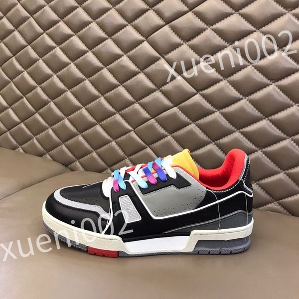 

new luxury designer casual shoes genuine leather classic plaid sneakers stripe shoes fashion sneakerscolor stripe sneakers size39-44 rd1012, Black