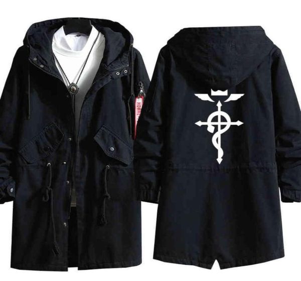

men039s long sleeved hoodie edward elric suit raincoat spring and autumn coat all metal alchemy cosplay21204581578983, Black
