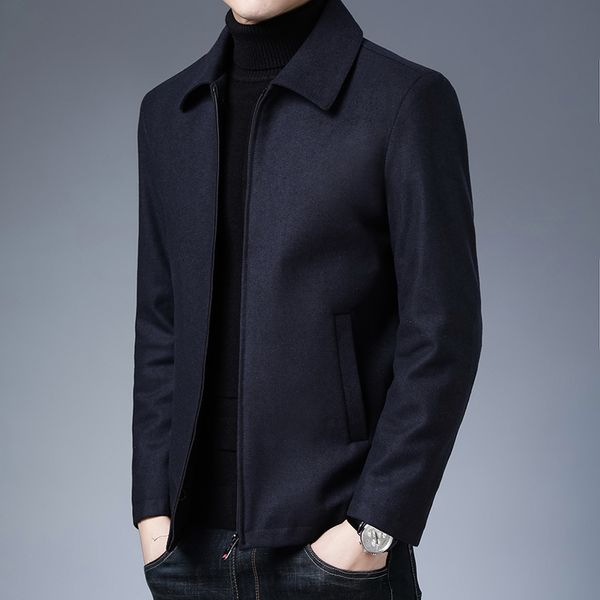 

men's jackets brand men business casual fashion lapel autumn winter mens coat clothing trend jacket classic windbreaker 230818, Black;brown