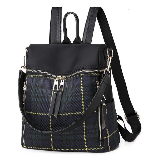 

school bags korean version of the waterproof oxford cloth backpack travel wild plaid dualuse bag 230818