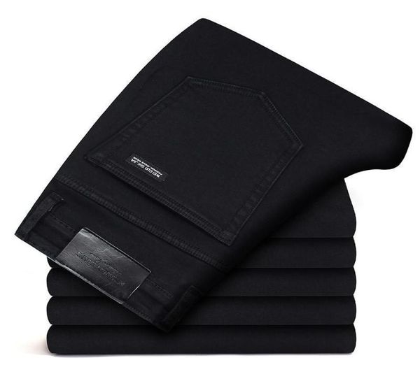

brands trousers men clothes new black elasticity skinny jeans business casual male denim slim pants classic style q1905141914076, Blue