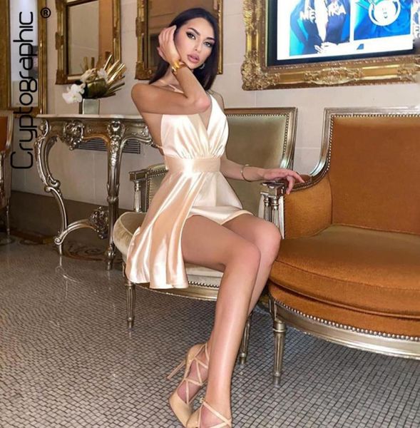 

cryptographic satin backless sleeveless party night club wrap mini dresses spaghetti straps elegant dress solid vestidos y2001769248, White;black