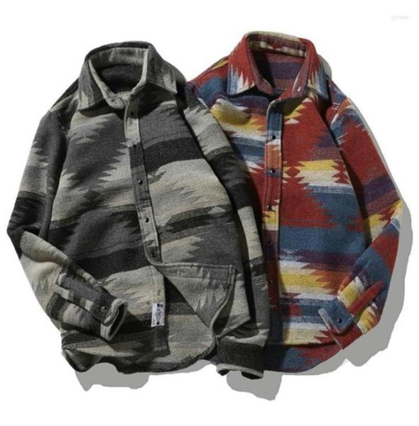 

flannel shirts folkcustom for men vintage woolen leisure pattern dress casual shirt plus size streetwear1958335, White;black