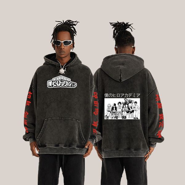 

women s hoodies sweatshirts anime hoodie 100 cotton men and woman vintage gothic printed casual loose sport sweater 230818, Black