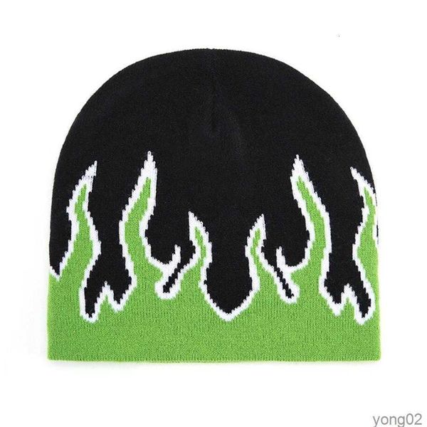 

hip hop flame knitted beanies hat winter warm ski hats men women multicolor caps soft elastic cap women's hats, Blue;gray