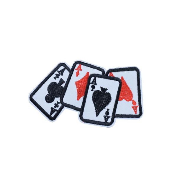 

10pcs playing card a patches for clothing bags iron on transfer applique patch for kids jeans diy sew on embroidery badge3524830, Black