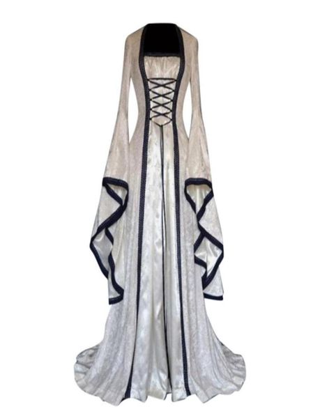 

casual dresses halloween women european medieval retro court princress cosplay costume long dress elegant witch square collar masq2528254, Black;gray
