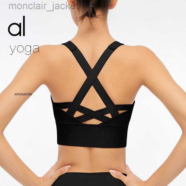 

desginer alos yoga originnew sports tank women's back sports bra shockproof gathering fitness bra, White