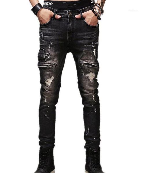 

men039s jeans male fashion robins hole pants men fashion039s trousers straight designer 9109907, Blue