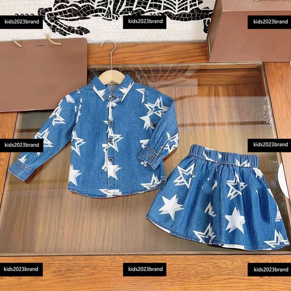 

kids tracksuits clothes fashion child sets baby 2pcs single breasted denim jacket and denim pleated short skirt summer outdoors suits, White