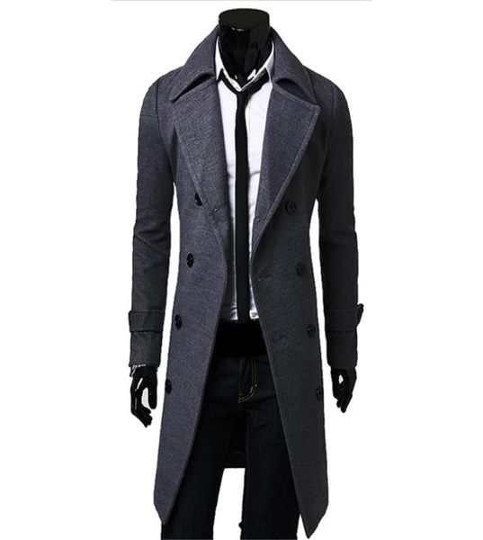 

fallmen long peacoat winter down jacket mens coat male camelblackgray wool overcoat manteau mc0562676471, Black