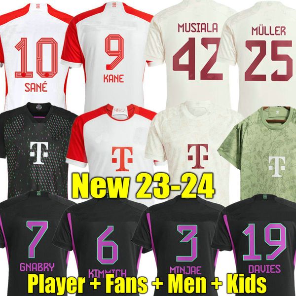 

kane 23 24 soccer jersey sane 2023 2024 football shirt goretzka gnabry camisa de futebol men kids kits kimmich player fans bayern munich okt, White;black