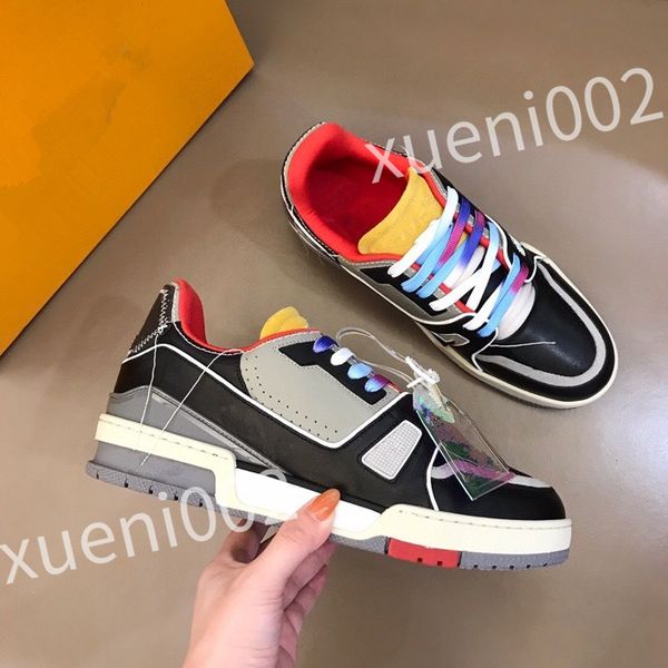 

2023new luxury designer casual shoes genuine leather classic plaid sneakers stripe shoes fashion sneakerscolor stripe sneakers size39-44 rd1, Black