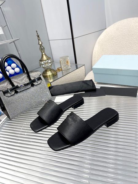 

designer women sandals womens slides crystal calf leather casual shoes quilted platform summer beach slipper with box 0815, Black