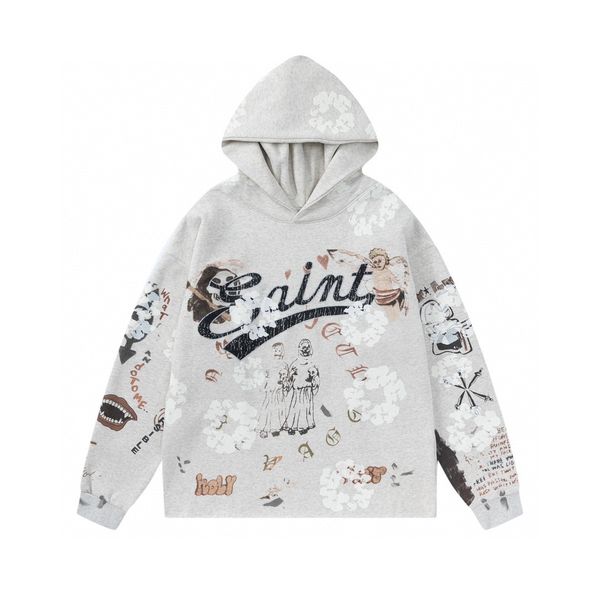 

mens designers mens hoodies hand-painted graffiti pullover hoodie aged graffiti hoodie men sweatshirts street hip-hop, Black
