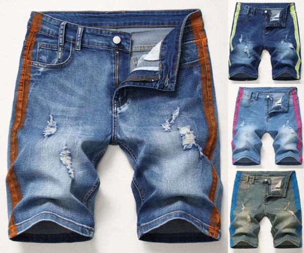 

men denim shorts summer male jeans jean bermuda skate board harem mens jogger ankle ripped wave0309g30 men039s3332910, Blue