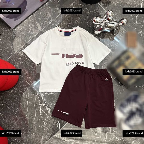 

colorful logo printing kids designer clothes summer outdoors tracksuit child sets baby 2pcs polo shirt and pants letter printing shorts, White