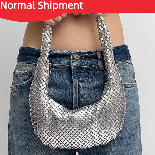 

evening bags handle shining clutch bag luxury designer purses and handbag silver shoulder hobo for wedding party 230818