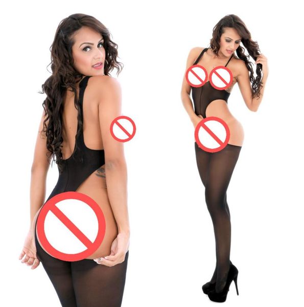 

women bodystockings lingerie fishnet hollow out sleeveless crotchless lady chemise sleepwear underwear open crotch pajamas li1483828, Black