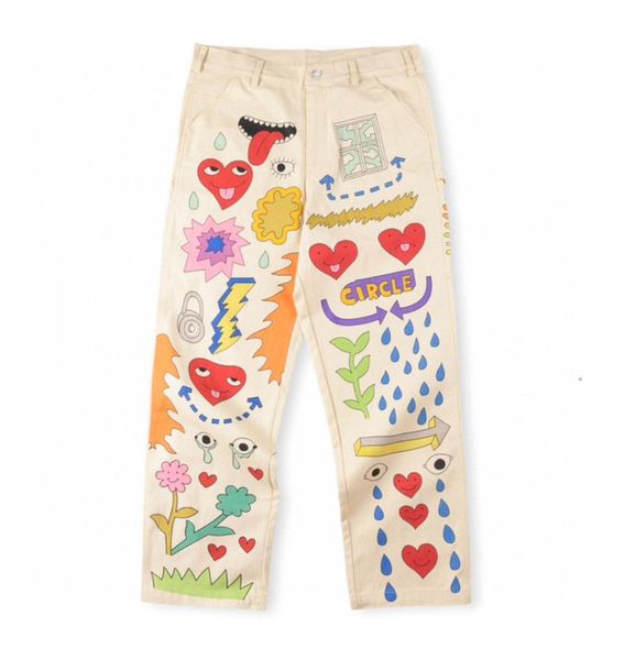 

mens designer pants tuff crowd cargo hand-painted pattern athleisure cargo pants men jogger fashion hip hop street casual pants, Black