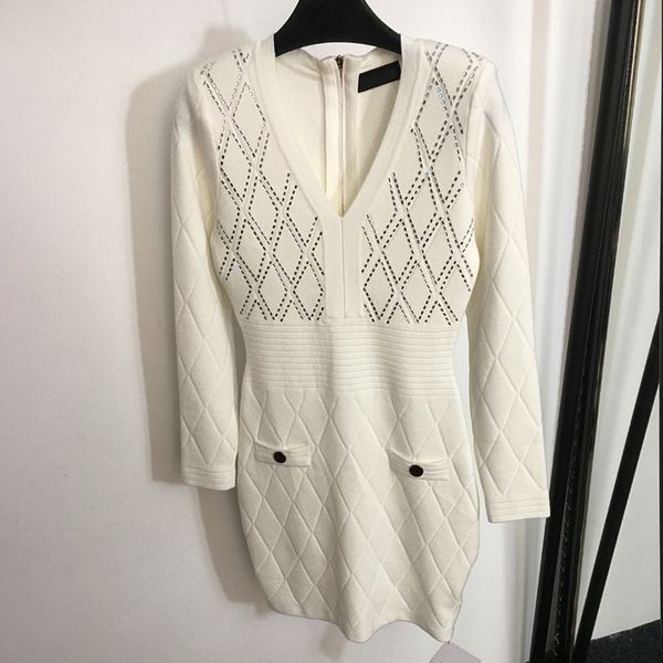 

v neck knit dress womens long sleeve dresses classic long sleeve skirts ladies plus size dress brand slim dress, Black