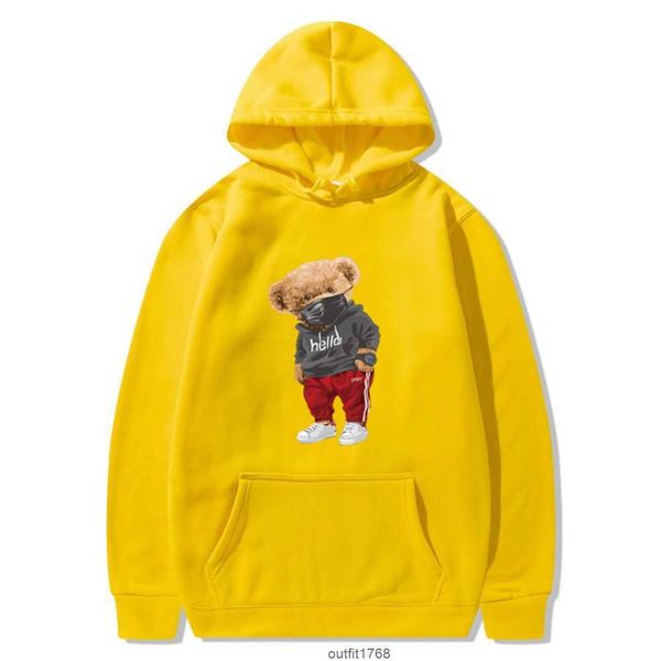

explosives mask bear pattern casual hoodie men's and women's ins sweatshirt, Black