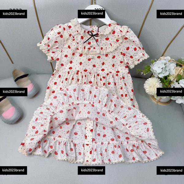 

designer baby dress kids skirt pleated lace design girl dress size 100-160 cm mushroom pattern printing lapel girl skirt june05, Red;yellow