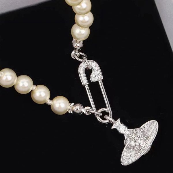 

charm saturn pendant necklace designer pearl necklaces women luxury gole silver jewelry mother's day gift