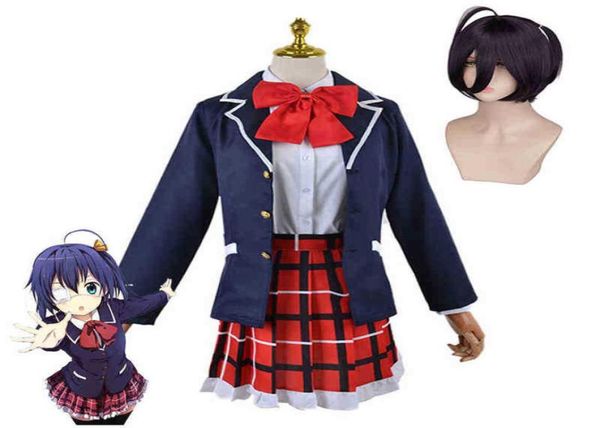 

chuunibyou demo koi ga shitai takanashi rikka cosplay costumes wig with eye mask women halloween party event costumes j2207209095710, Black