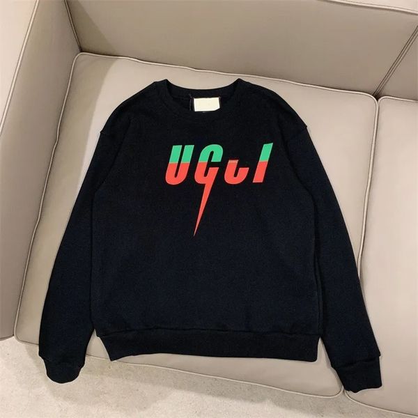 

men's hoodies & sweatshirts round neck pullover hoodies warm sweater letter printed long sleeve sweatshirts mens casual women clothing, Black