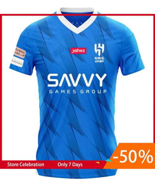 

2023 24 men's t-shirts al-hilal saudi football club home and away custom shirts, White;black