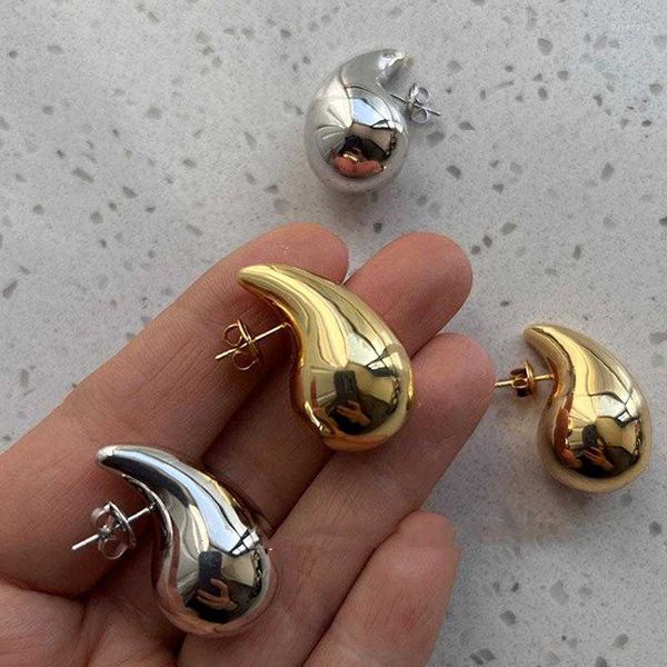 

stud earrings big waterdrop stainless steel for women minimalist simple waterproof jewelry lightweight, Golden;silver