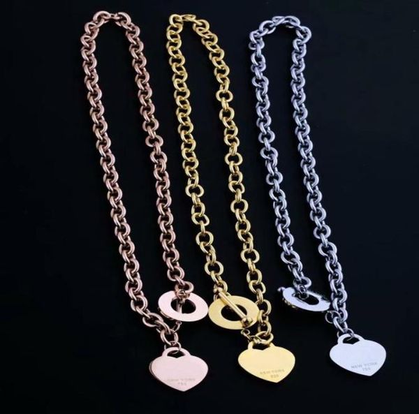 

europe america fashion men lady women titanium steel engraved letter heart ot buckle thick necklace bracelet 3 color9897008, Silver