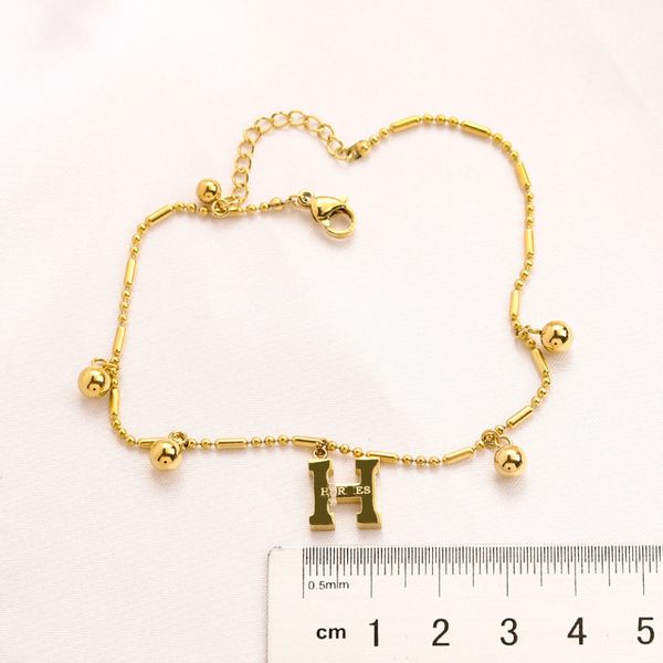 

gold plated chain anklets designer brand anklets luxury correct logo charm new stainless steel anklets no fade women's new jewelry with, Red;blue
