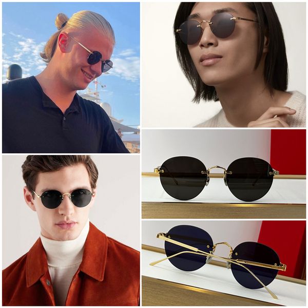 

luxury designer mens sunglasses diamond cut lens brand design piccadilly irregular frameless man fashion square sun glasses 18k gold vintage, White;black