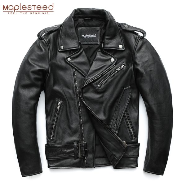 

men's jackets maplesteed classical motorcycle men leather jacket 100 natural cowhide thick moto winter sleeve 6169cm 8xl m192 230818, Black;brown