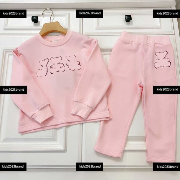 

kids designer clothes lovely pink baby sets size 90-160 cm 2pcs animal printed sweaters and solid colored pants new product april06, White