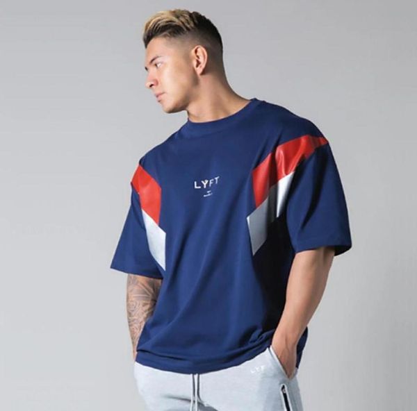 

ccasual loose cotton tshirt men gym fitness short sleeve shirt male workout training tees summer fashion clothes apparel men3985136, White;black