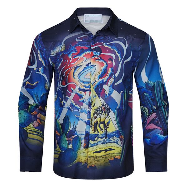 

men's casual shirts luxury floral print for men's autumn long sleeve slim asual shirt business social formal dress street party t, White;black