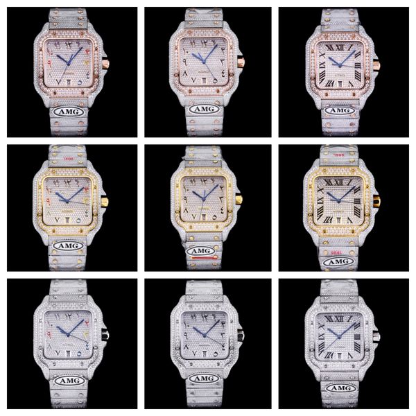 

amg babysbreath diamond watch 40mm 9015 automatic mechanical movement 904l fine steel case mens watches waterproof, Slivery;brown