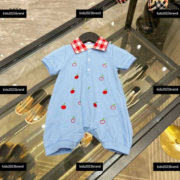 

baby bodysuit fashionable lapel design kids jumpsuits embroidered fruit decoration children rompers new arrival #multiple product, Blue